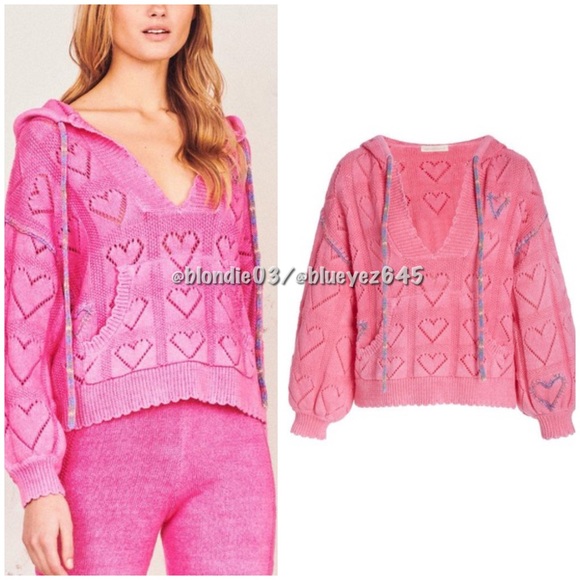 LoveShackFancy “Meara” heart hoodie sweater M - Picture 2 of 6